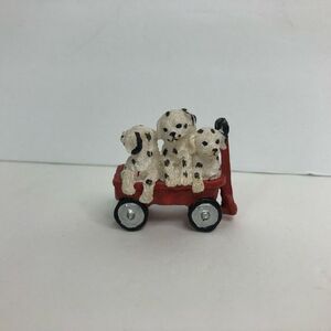 dalmatian‎ puppies in red wagon resin figurine collectible dog figurine